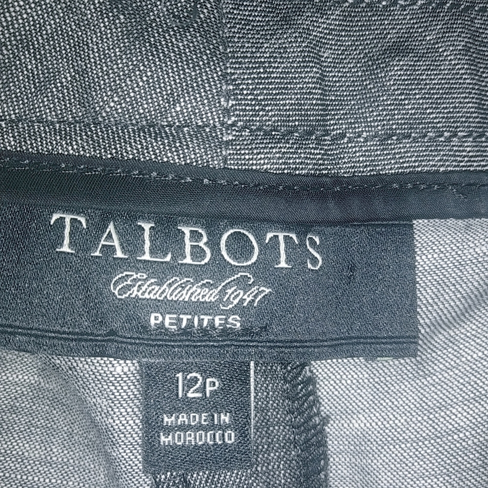 Talbots 12P 33x30 Linen Blend Black White Gray Dress Pants Workwear Petite - Picture 7 of 7